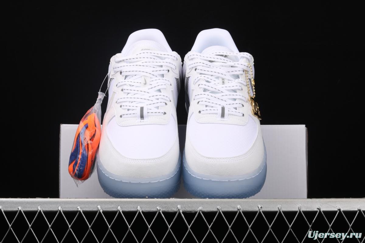 NIKE Air Force 1 React QS Light Bone Analysis of Ice Blue low Upper Board shoes CQ8879-100