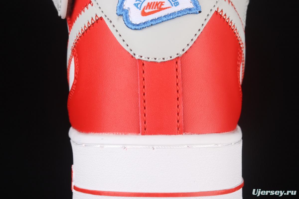 NIKE Air Force 1 Mid Athletic Club white and red medium top casual board shoes DH7451-100