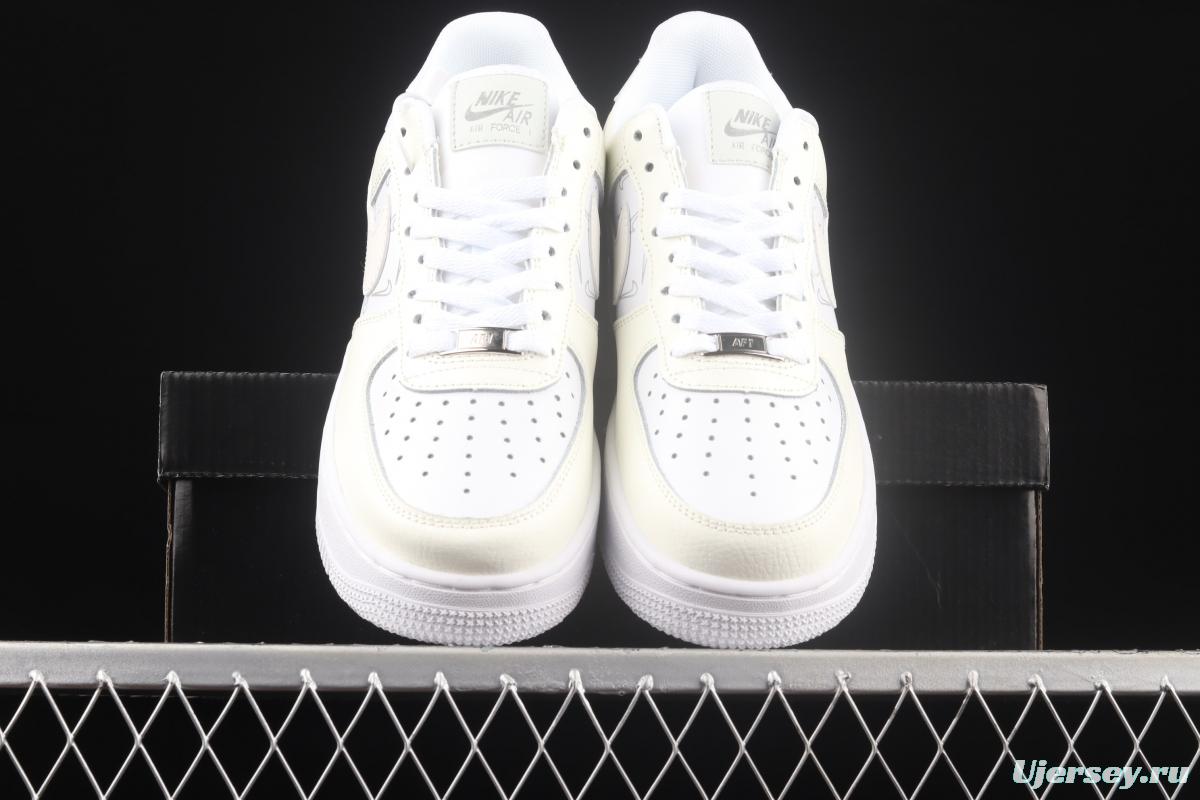 NIKE Air Force 1' 07 Low simple white 3M reflective low-top casual board shoes DR7857-100