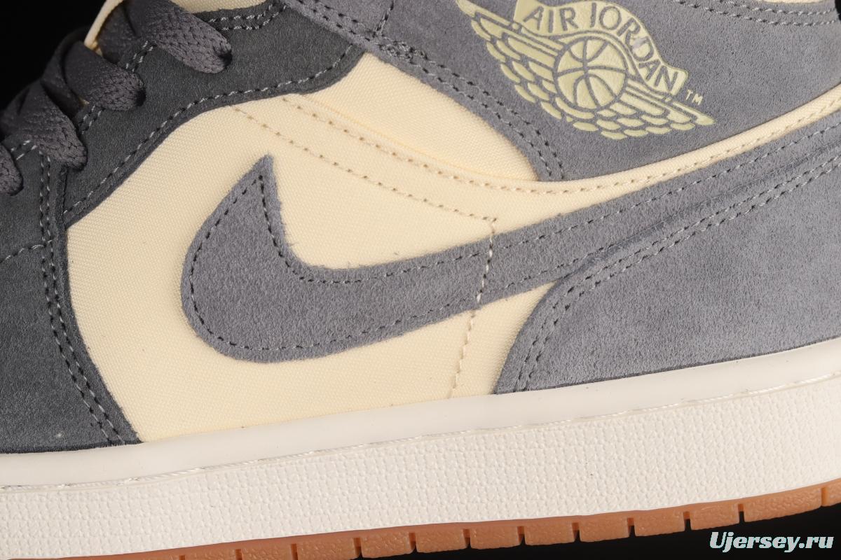 Air Jordan 1 Mid rice gray coconut milk mid-top basketball shoes DN4281-100