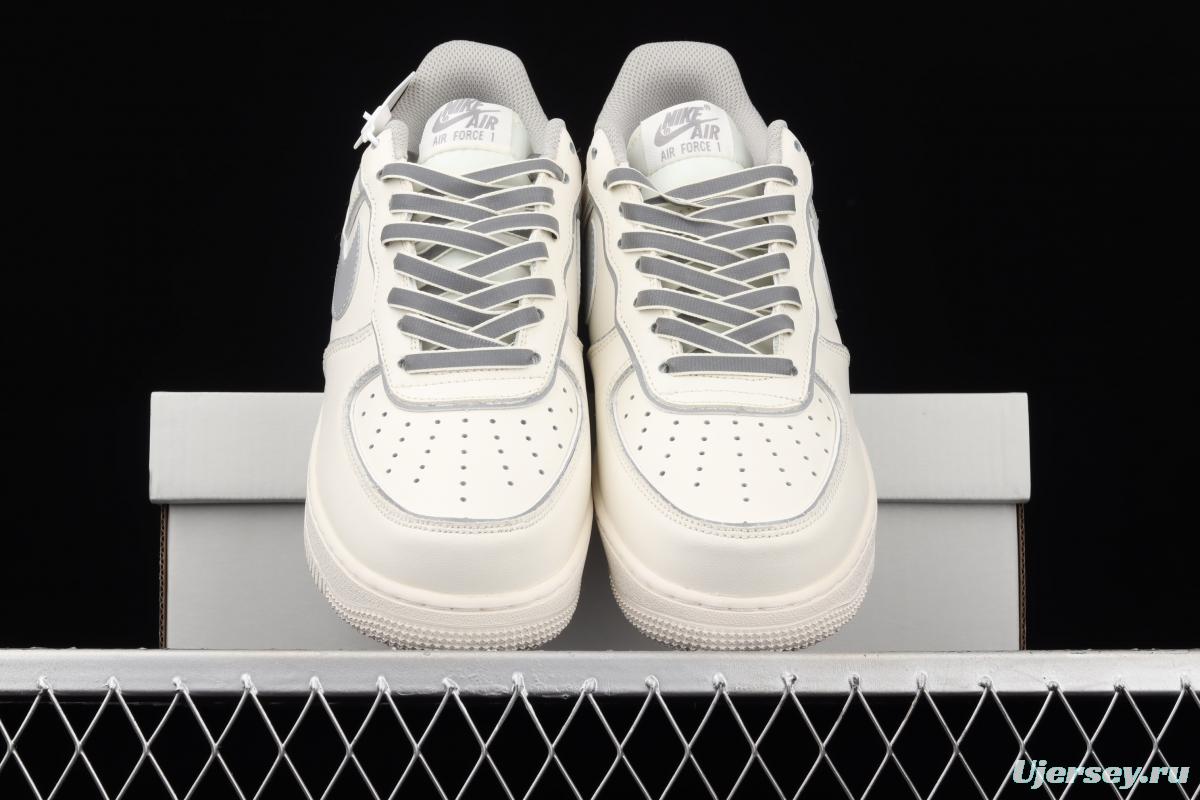 NIKE Air Force 1 Low rice white 3M reflective low top casual board shoes BQ8228-366