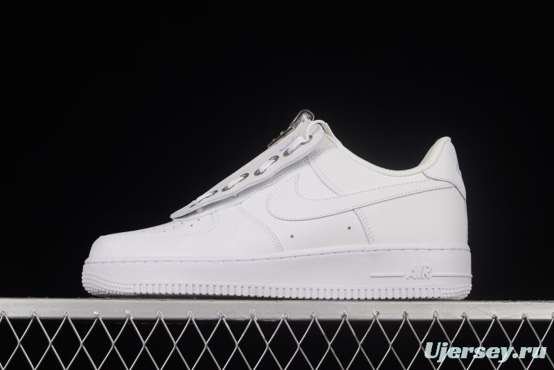 NIKE Air Force 1'07 Low Shroud zipper all white low-top casual sneakers DC8875-100