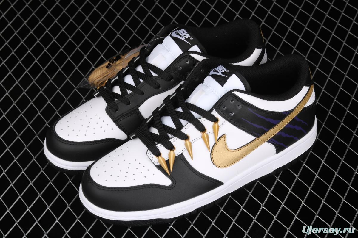 NIKE DUNK Low SB dunk series black and white gold hook low side leisure sports skateboard shoes DD1503-101