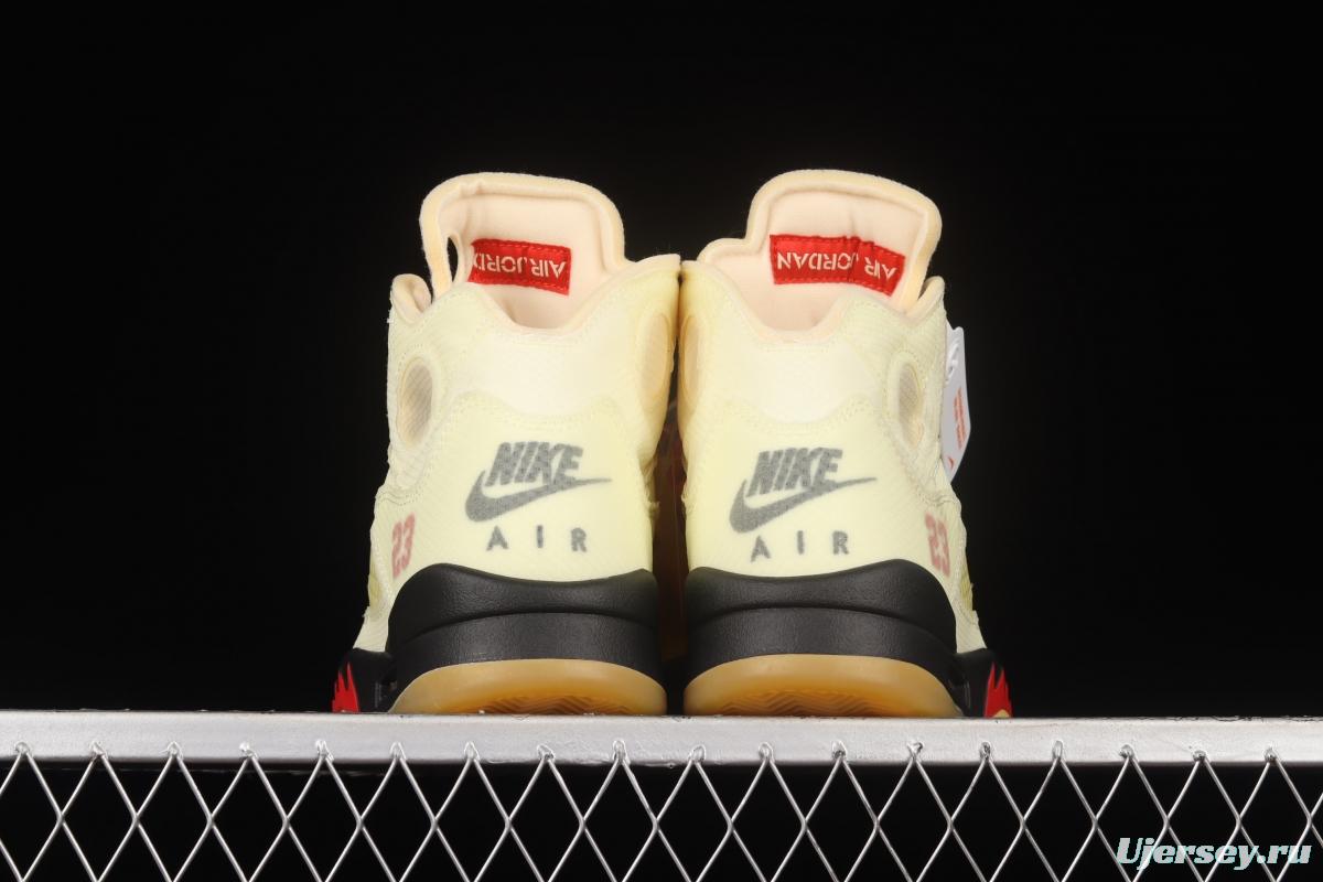 OFF-White x Air Jordan 5 Retro SP White Sail Golden Cicada DH8565-100
