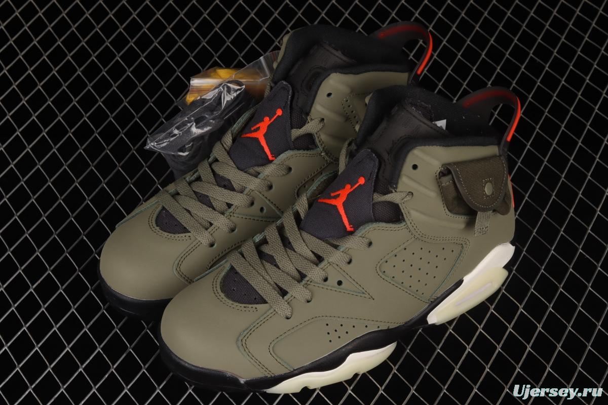 Travis Scott x Air Jordan 6 TS joint name Pocket Army Green Basketball shoes CN1084-200