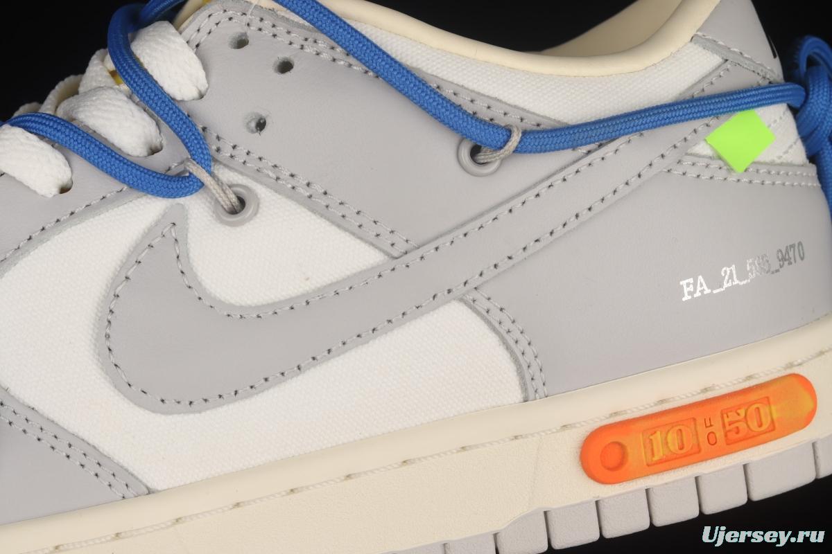 OFF-White x NIKE DUNK Low OW white gray leisure sports skateboard shoes DM1602-112