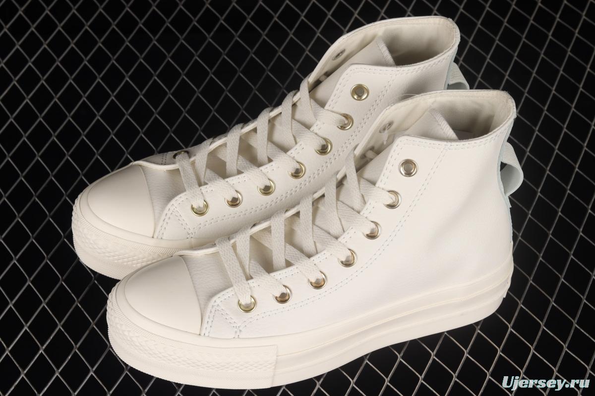 Converse Converse vanilla gold foil ice cream heightened thick soles and high upper canvas shoes 572574C