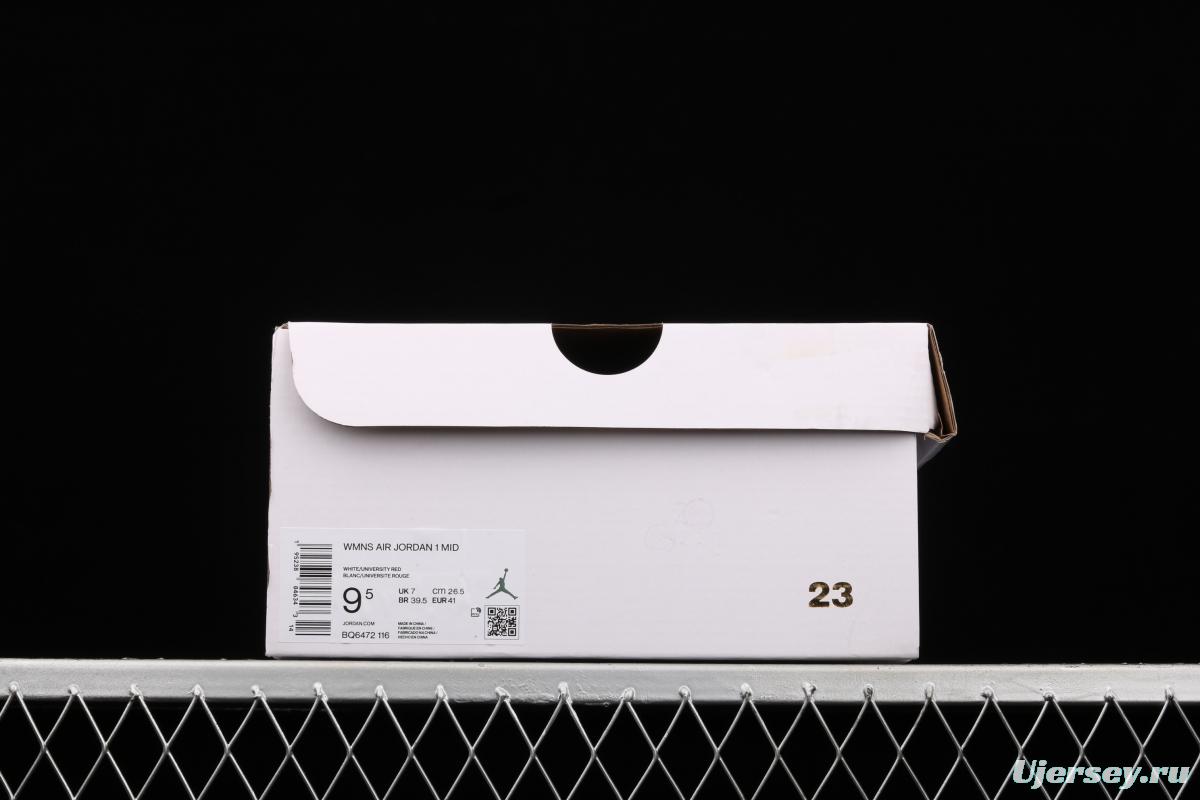 Air Jordan 1 Mid White Orange Zhongbang Leisure Sports Board shoes BQ6472-116