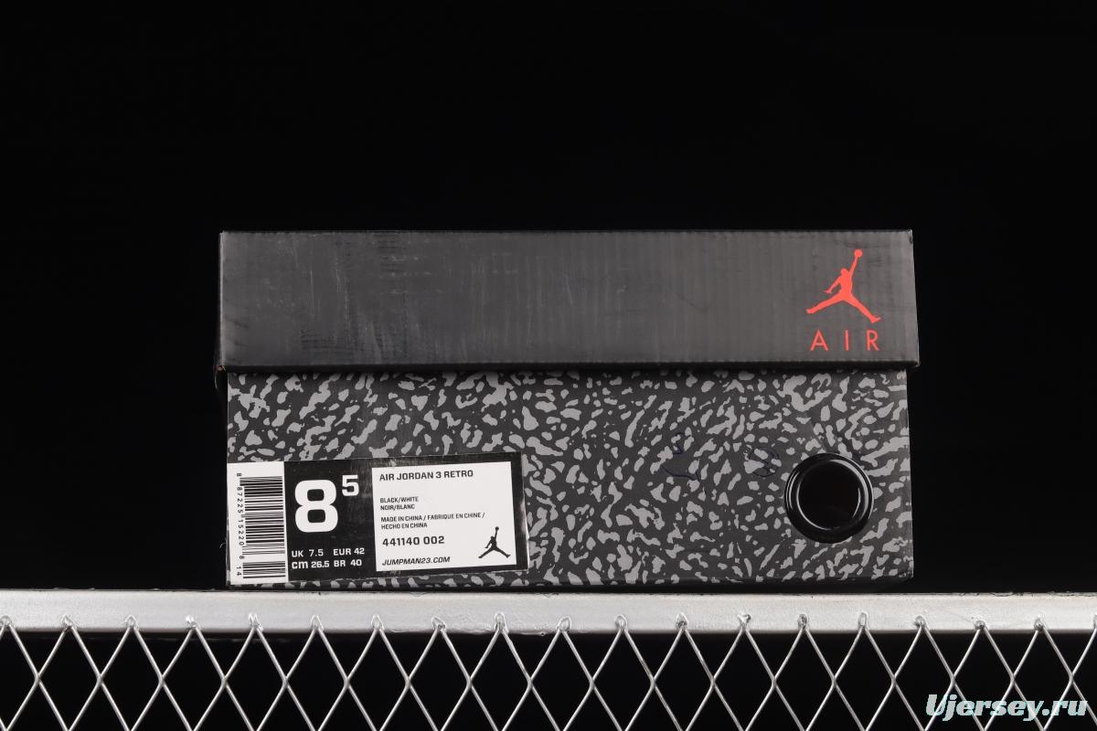 Air Jordan 3 Retro AJ3 Black and White Panda 441140-002