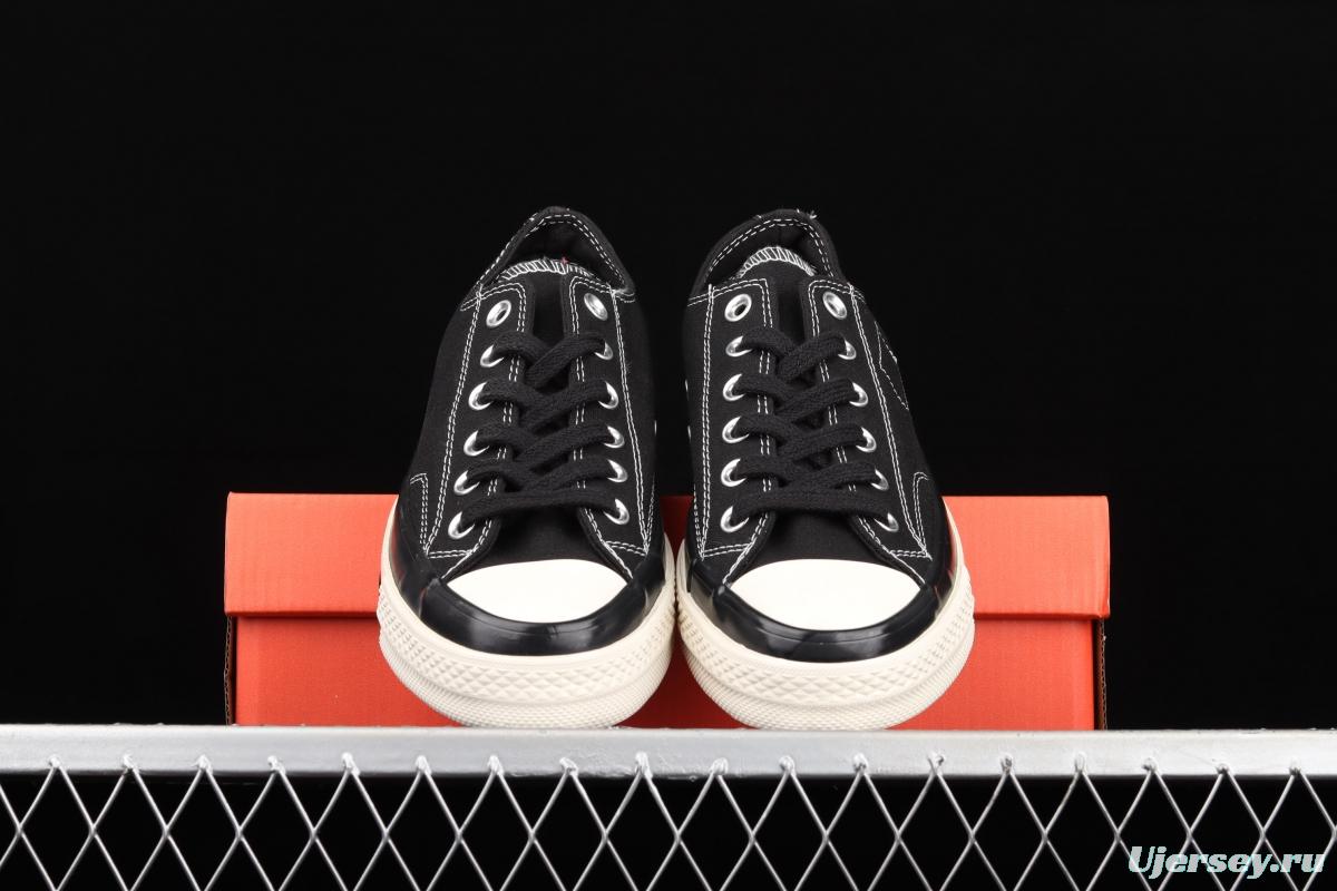 Fragment x Moncler x Converse 1970 S Fujiwara Hiroshi Fujiwara Lightning co-signed Chen Weiting the same black-and-white graffiti classic low-top canvas shoes 172320C