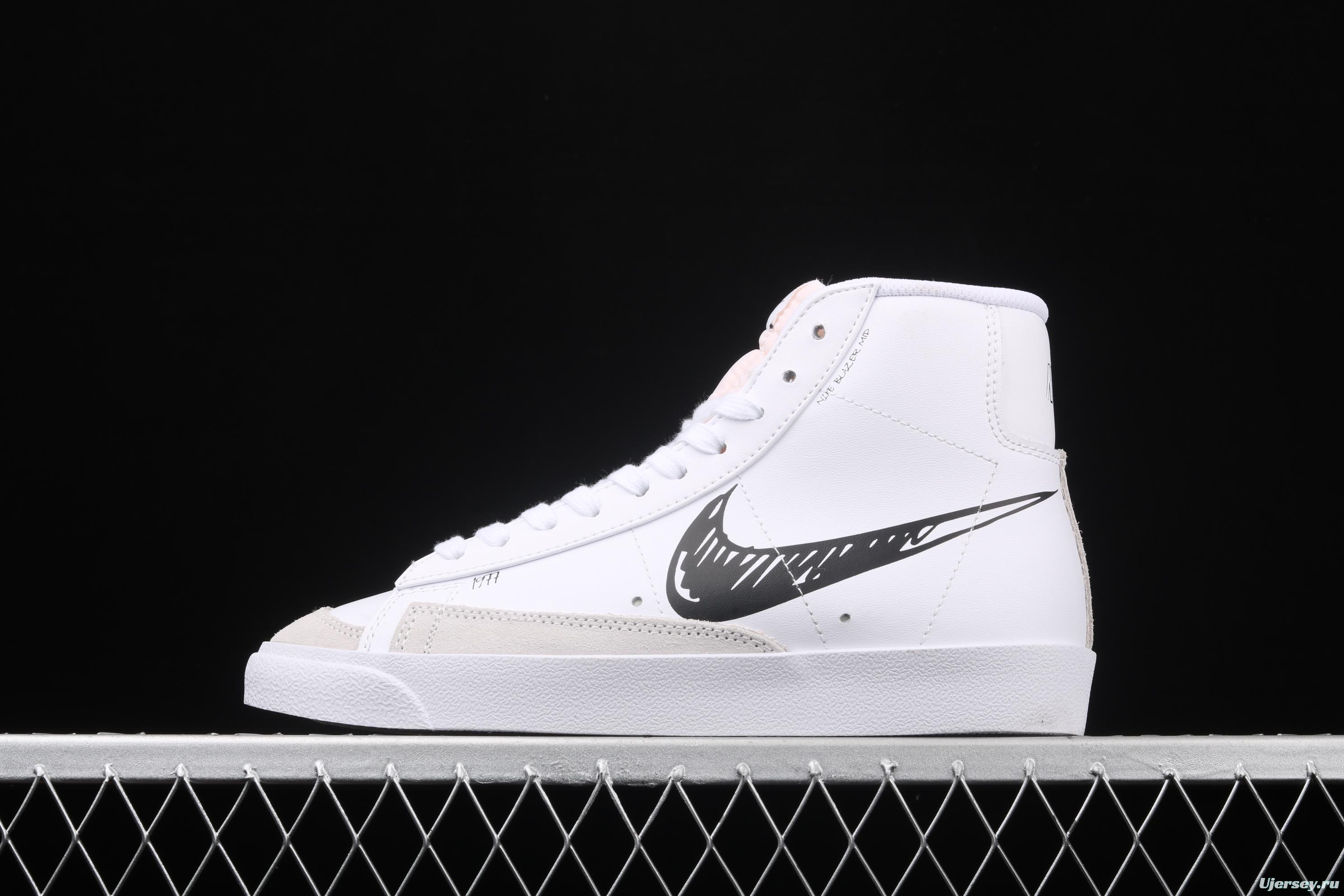 NIKE Blazer Mid'77 Vintage Trail Blazers graffiti hook retro high-top casual board shoes CW7580-101,