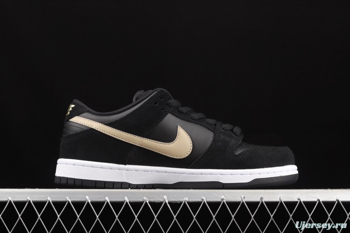 NIKE SB DUNK Low black and white gold dunk series low side leisure sports skateboard shoes BQ6817-002