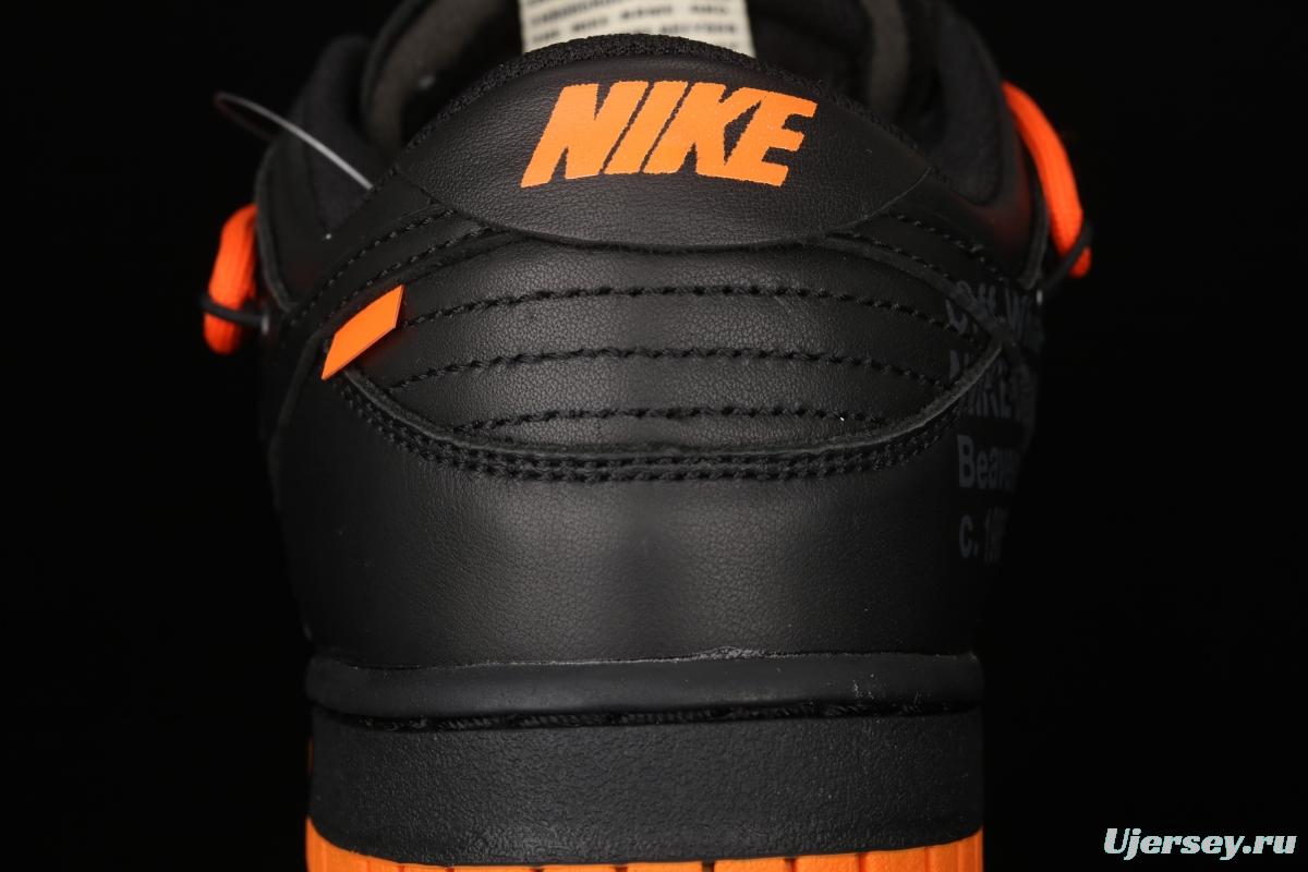 OFF-White x Futura x Nike DUNK Low Black Orange Tripartite name Black Orange Deconstruction Board shoes CT0856-005X