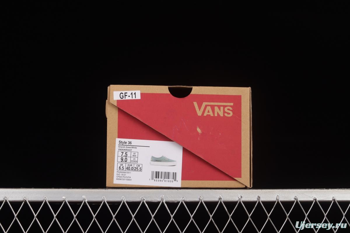 Vans Authentic Grey Green Fun Embroidered Pattern Low-Top Sneakers Sneakers VN0A5KRDAST