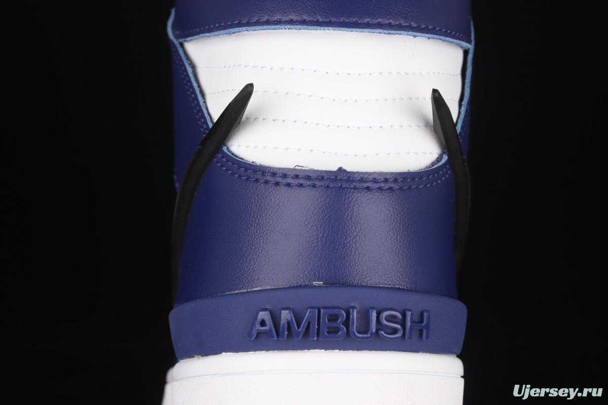 Ambush x NIKE DUNK High joint style black, blue and white high top casual board shoes CU7544-400