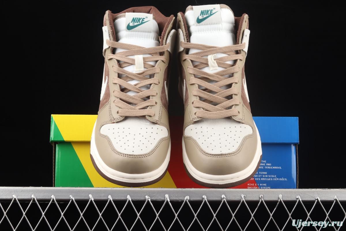 NIKE DUNK High Light Chocolate Chocolate vintage White Brown High Top Leisure Skateboard shoes DH5348-100