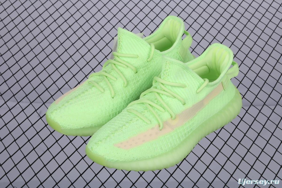 Adidas Yeezy 350 Boost V2 EG5293 Darth Coconut 350 second generation fluorescent green hollowed-out silk color matching