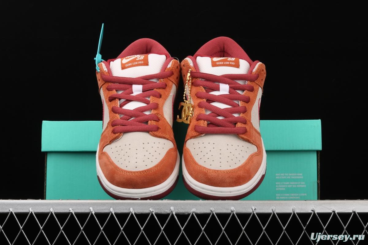 NIKE SB DUNK Low Pro brown-red color matching low-top casual board shoes BQ6817-202