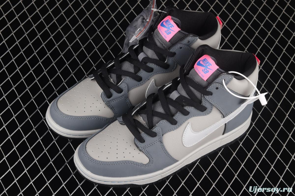 NIKE SB DUNK High Pro Medium Grey lime SB rebound fashion casual board shoes DJ9800-001