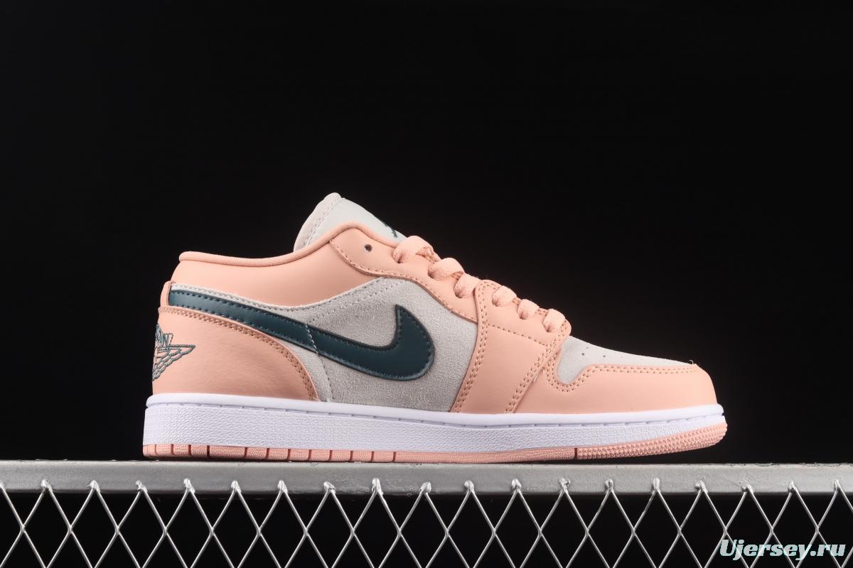 Air Jordan 1 Low pink green low top cultural board shoes DC0774-800