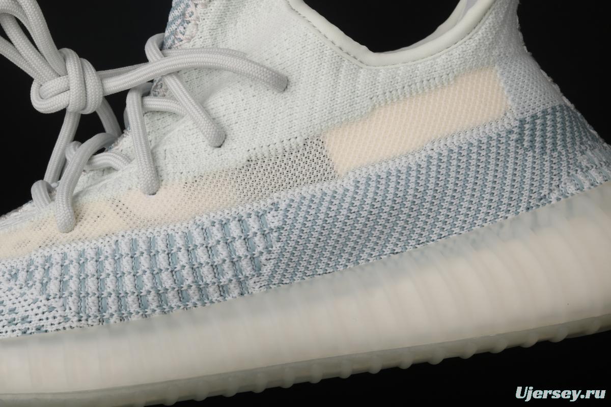 Adidas Yeezy 350 V2 Boost Basf FW3043 Darth Coconut 350 second generation hollowed-out silk ice blue color BASF Boost original