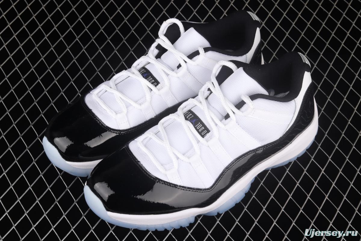 Air Jordan 11 Low Concord 1 kangkou white and black original standard real carbon fiber low top basketball shoes 528895-153