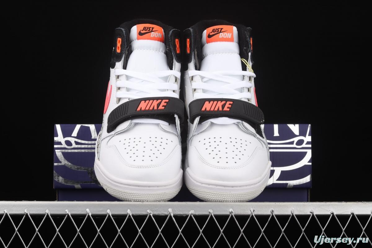 Jordan Legacy 312 white and black orange color matching Velcro three-in-one board shoes AQ4160-108