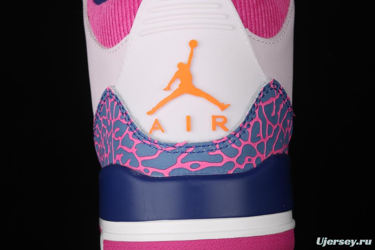 Air Jordan Brand Air Jordan 3 GS AJ3 Joe 3 burst pink and purple front layer basketball shoes 441140-500