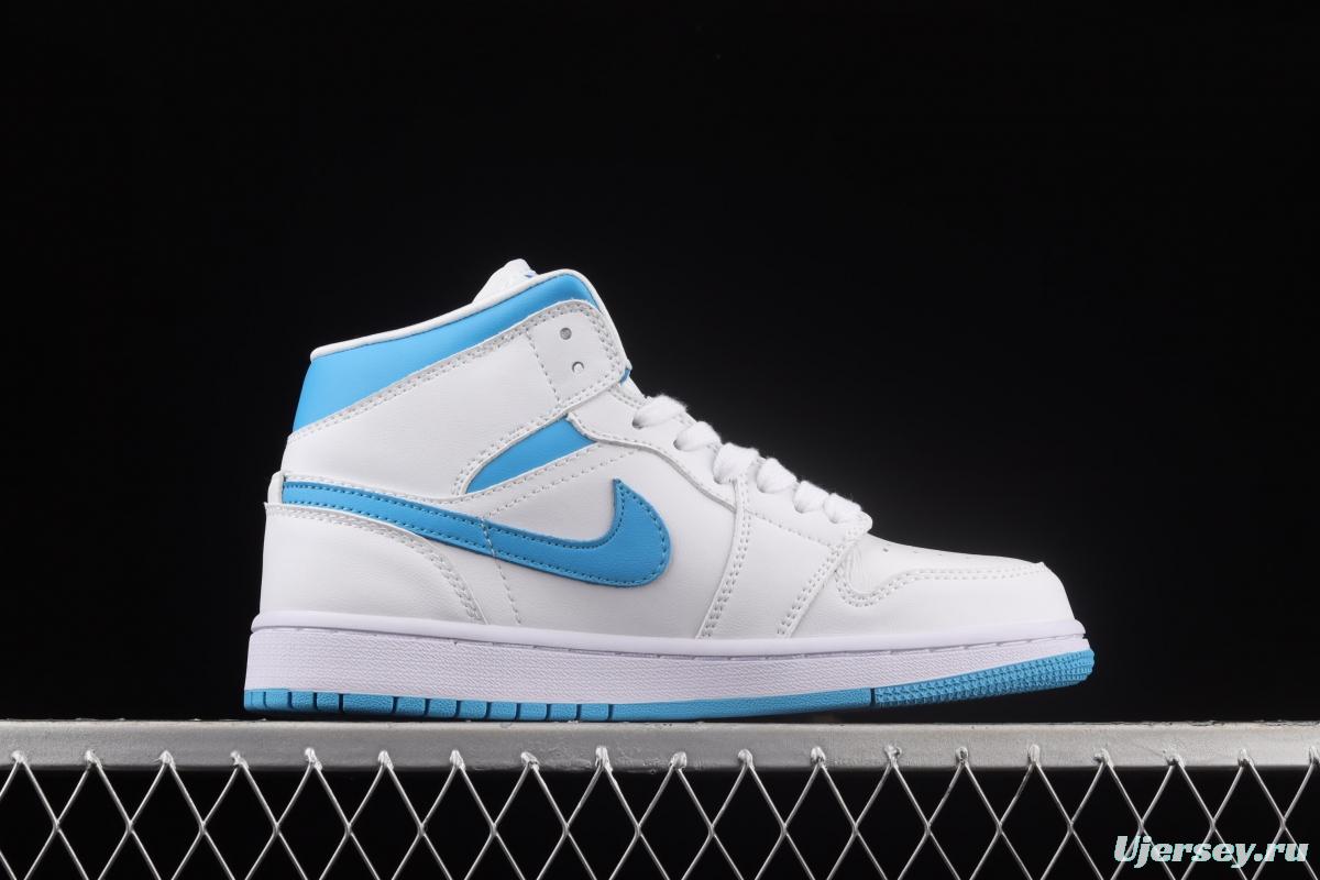 Air Jordan 1 Mid Lake Blue Zhongbang Basketball shoes BQ6472-114