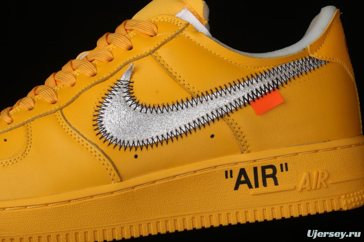 OFF-White x NIKE Air Force 1 x OFF White University Gold co-branded gold and silver hook low-top casual board shoes DD1876-700