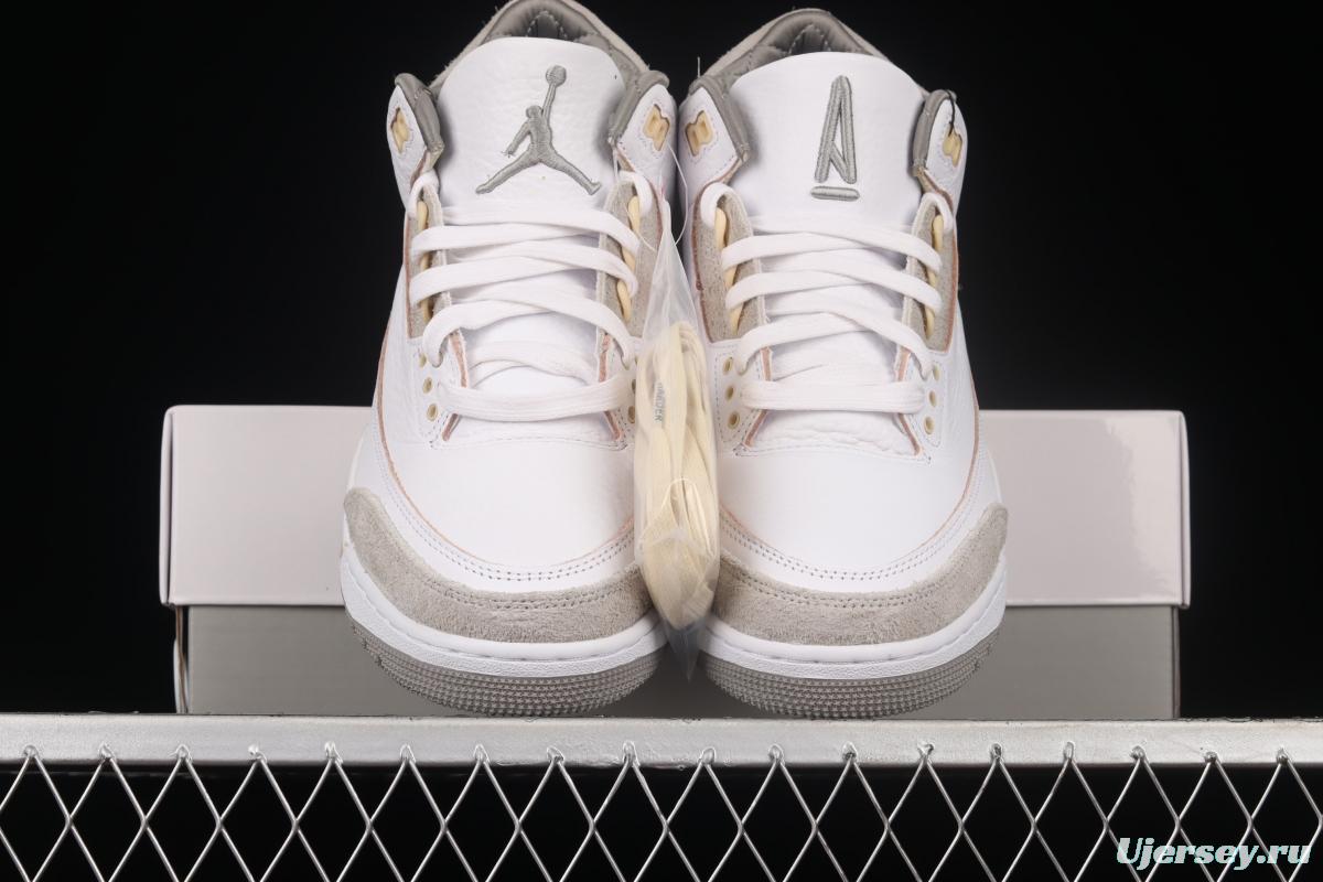 Air Jordan 3 Retro SP Medium Grey AJ3 Rice White Ash explosion crack DH3434-110