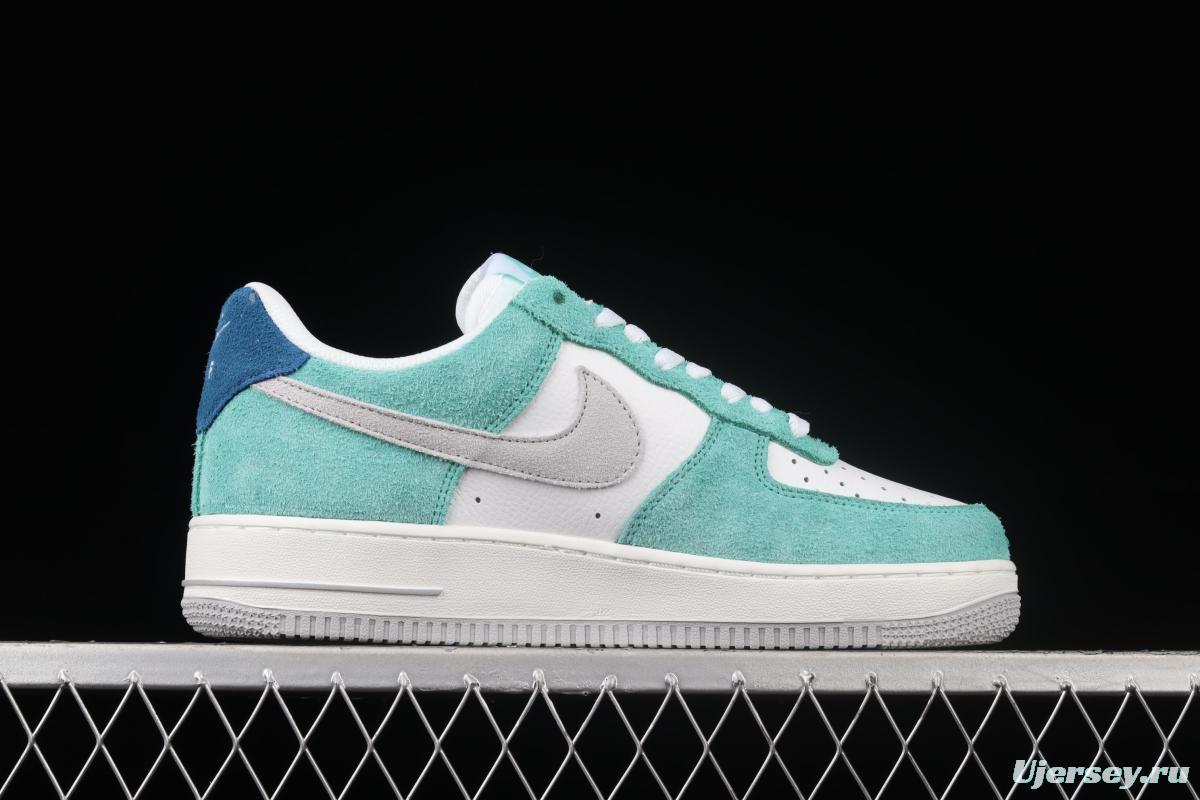 NIKE Air Force 1' 07 Low light green suede stitching low-top casual board shoes BQ8988-102