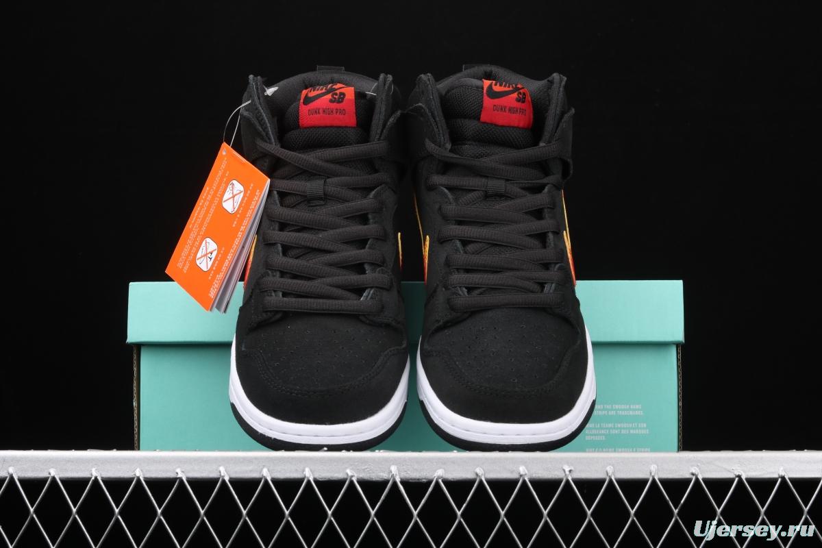 NIKE SB DUNK High road trip black orange yellow hook high top casual skateboard shoes BQ6826-003