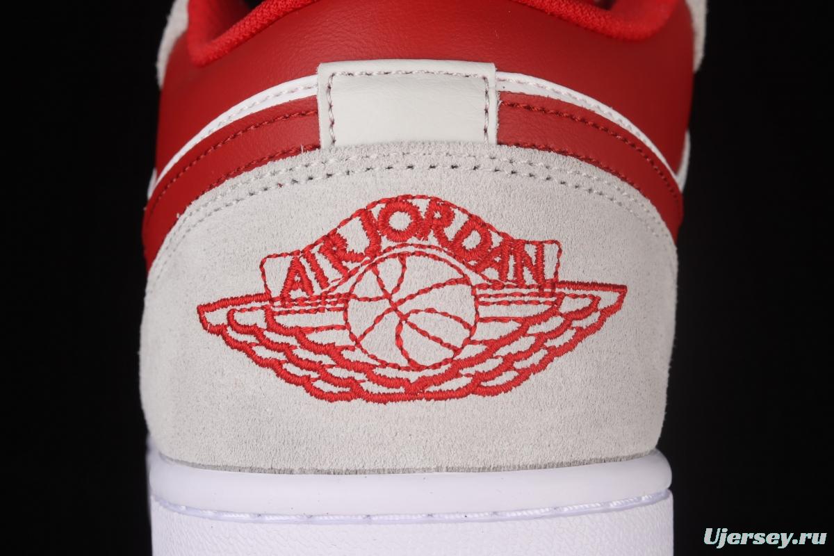 Air Jordan 1 Low low-end rice white red retro culture leisure sports basketball shoes DC6991-016