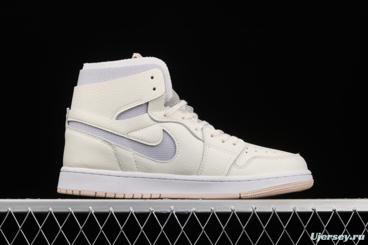 Air Jordan 1 Zoom Air CMFT Pearl White High Top Basketball shoes CT0979-107