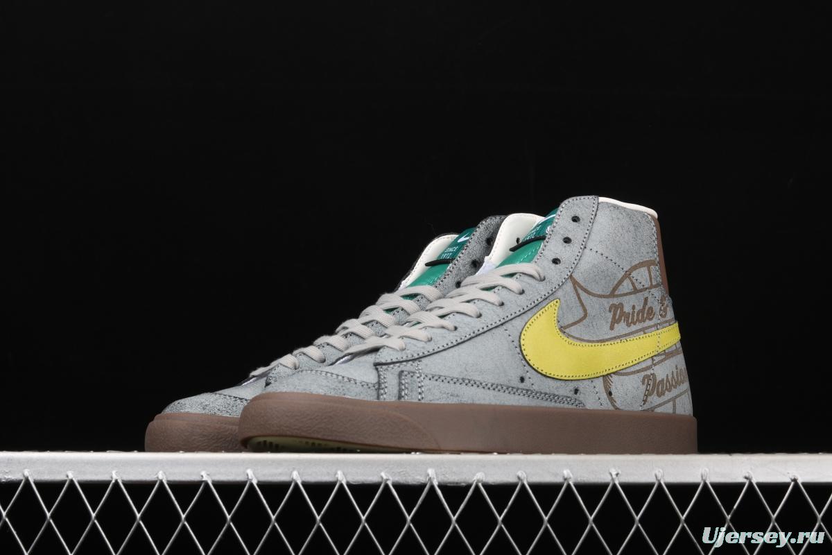 NIKE Blazer Mid'77 Motivation Limited Edition SB Gray Yellow Leisure Board shoes CW6016-100