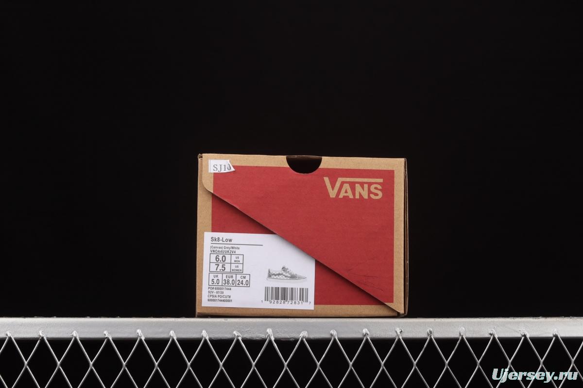 Vans Suede Sk8-Low grey rice and white checkerboard check low-top casual board shoes VN0A4UUK2V4