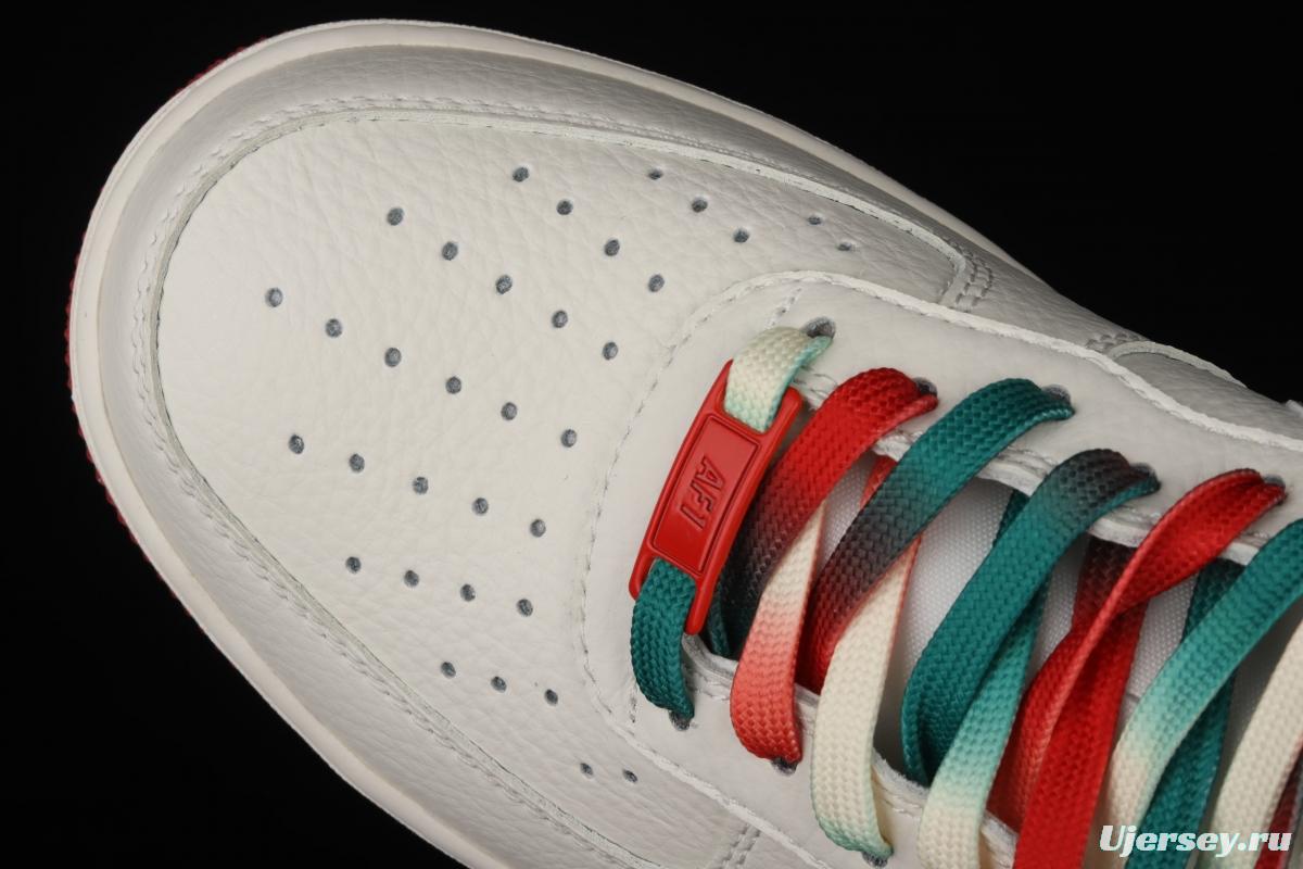 NIKE Air Force 1 Low'07 Milwaukee Bucks city limits rice red and green low-top casual board shoes BU6638-180