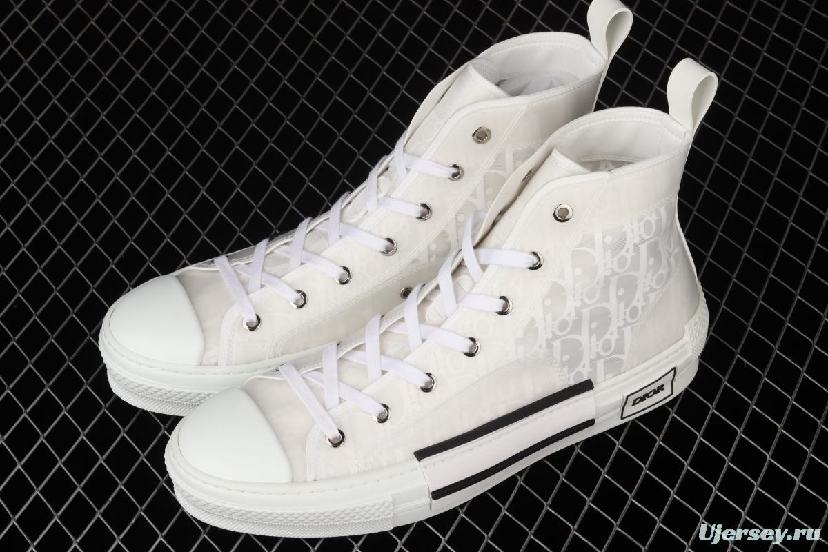 Authentic Dior B23 Oblique High Top Sneakers Dior CD ghosting high upper board shoes 3SH118YJR 063 White