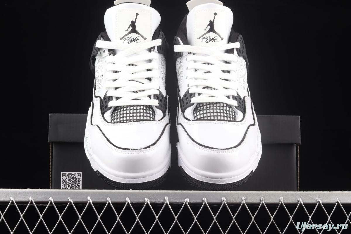 Air Jordan 4 Retro GS Light Smoke Grey lacquered leather manuscript DC4101-100