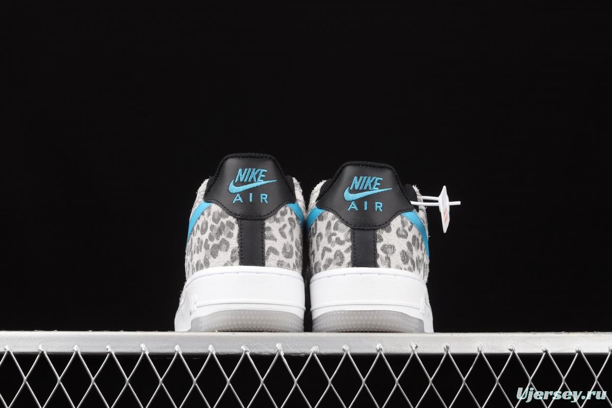 NIKE Air Force 1 Low Leopard gray, white and blue leopard print low-top casual board shoes DDJ6192-001