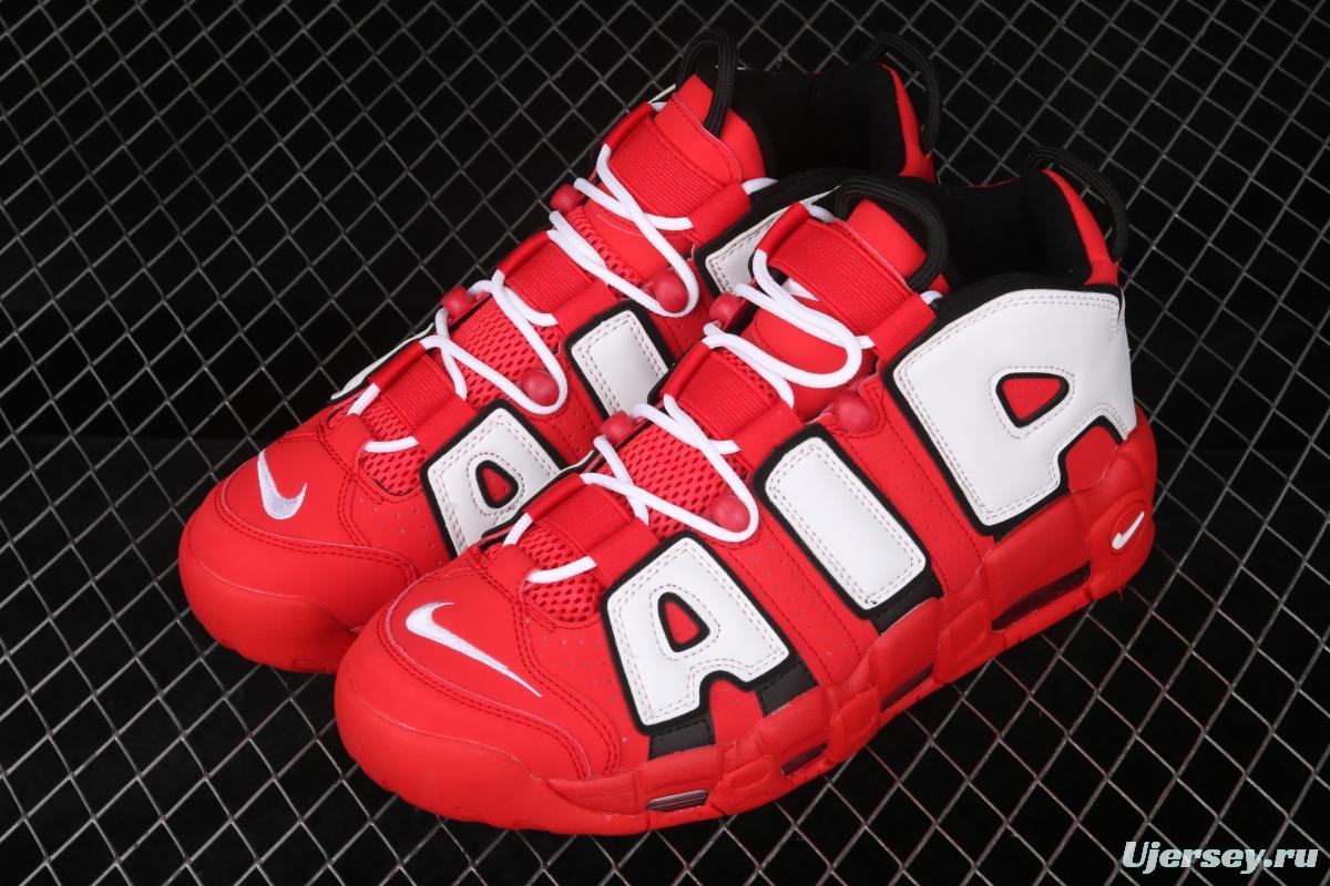 NIKE Air More Uptempo 96 QS Hoop Pack Pippen original series classic high street leisure sports culture basketball shoes red, white and black bull CD9402-600