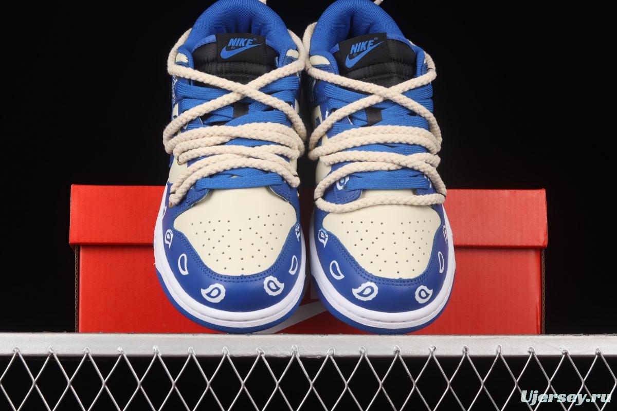 NIKE DUNK Low Retro beige lightning blue retro cashew flower deconstruction shoelace SB buckle shredded backboard fashion leisure board shoes DD1391-001