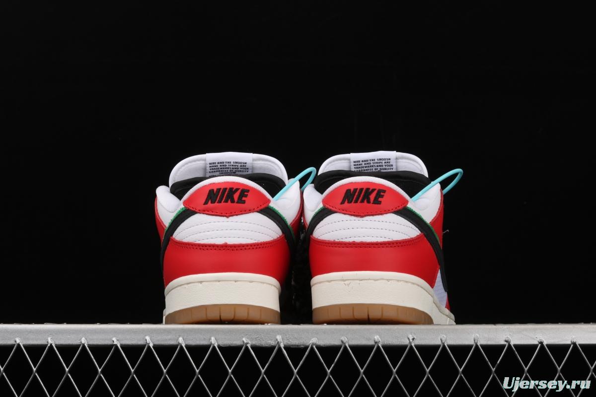 Frame Skate x NIKE SB DUNK Low Habibi white and red double hook dunk series retro low side leisure sports skateboard shoes CT2550-600