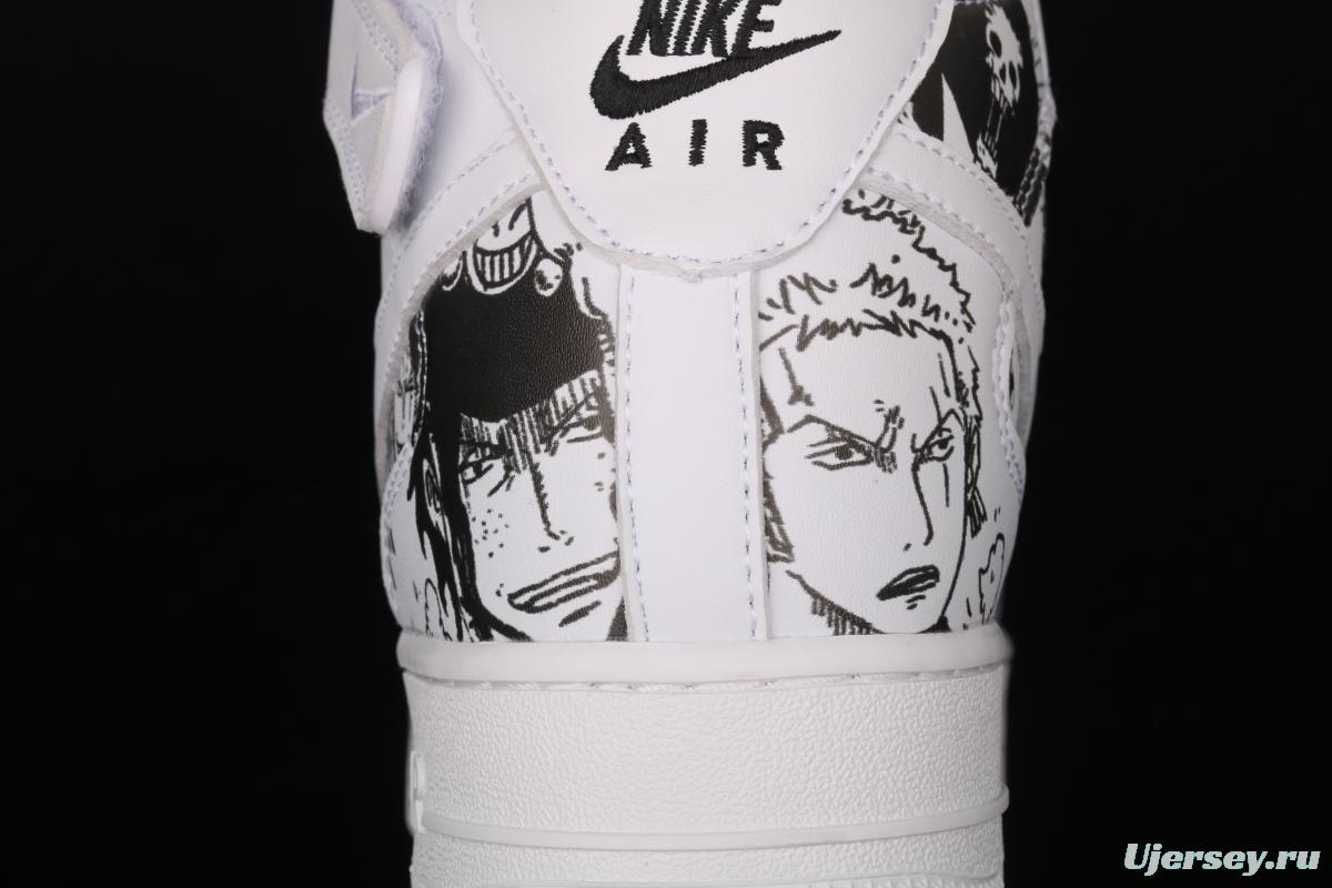 NIKE Air Force 1 High'07 Sea Thief King cartoon black and white cartoon high top board shoes AQ8020-100