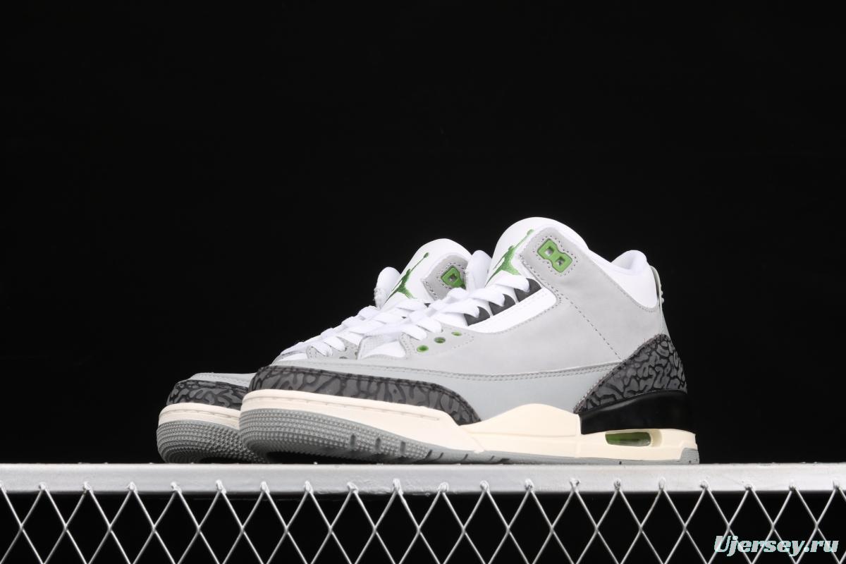 Air Jordan 3 Retro Chlorophyll AJ3 Joe 3 chlorophyll Gray Green manuscript 136064-006