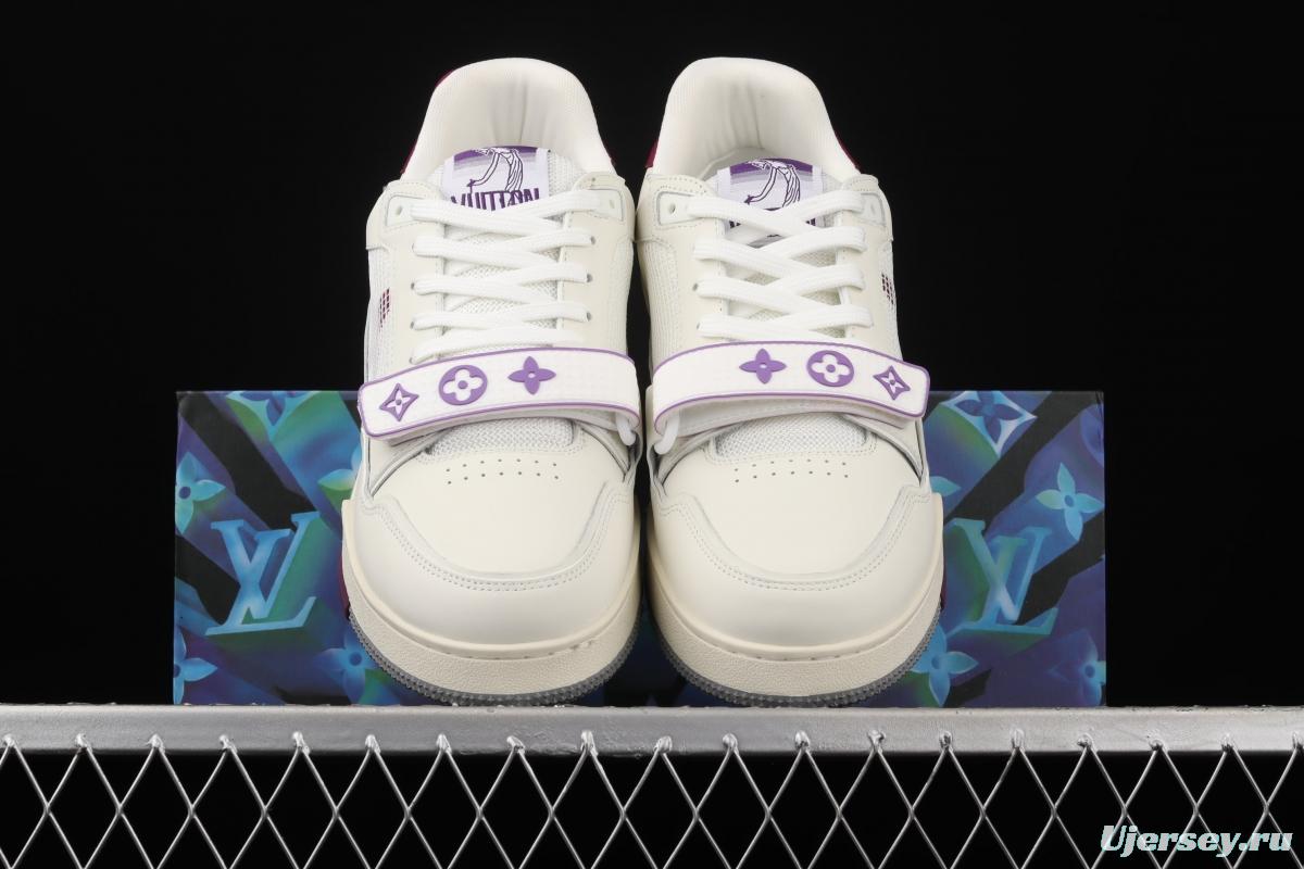 Authentic LV 2021ss early spring fashion catwalk sneakers 400N 51White Purple