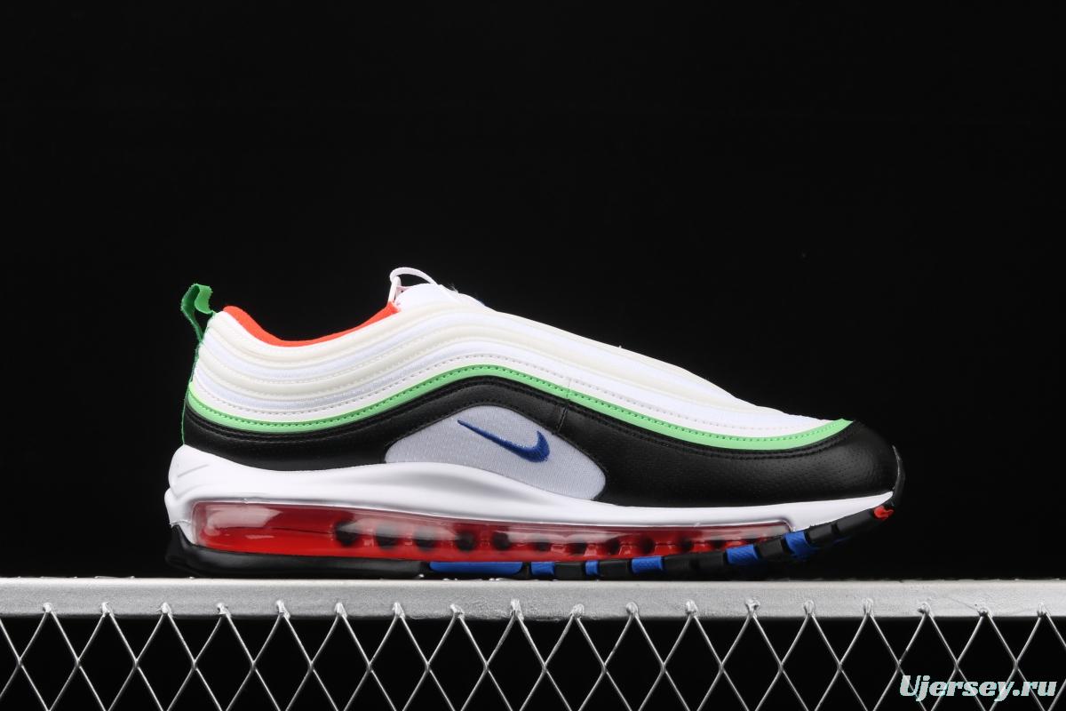 NIKE Air Max 97 black, white and green 3M reflective bullet air cushion running shoes 921522-105