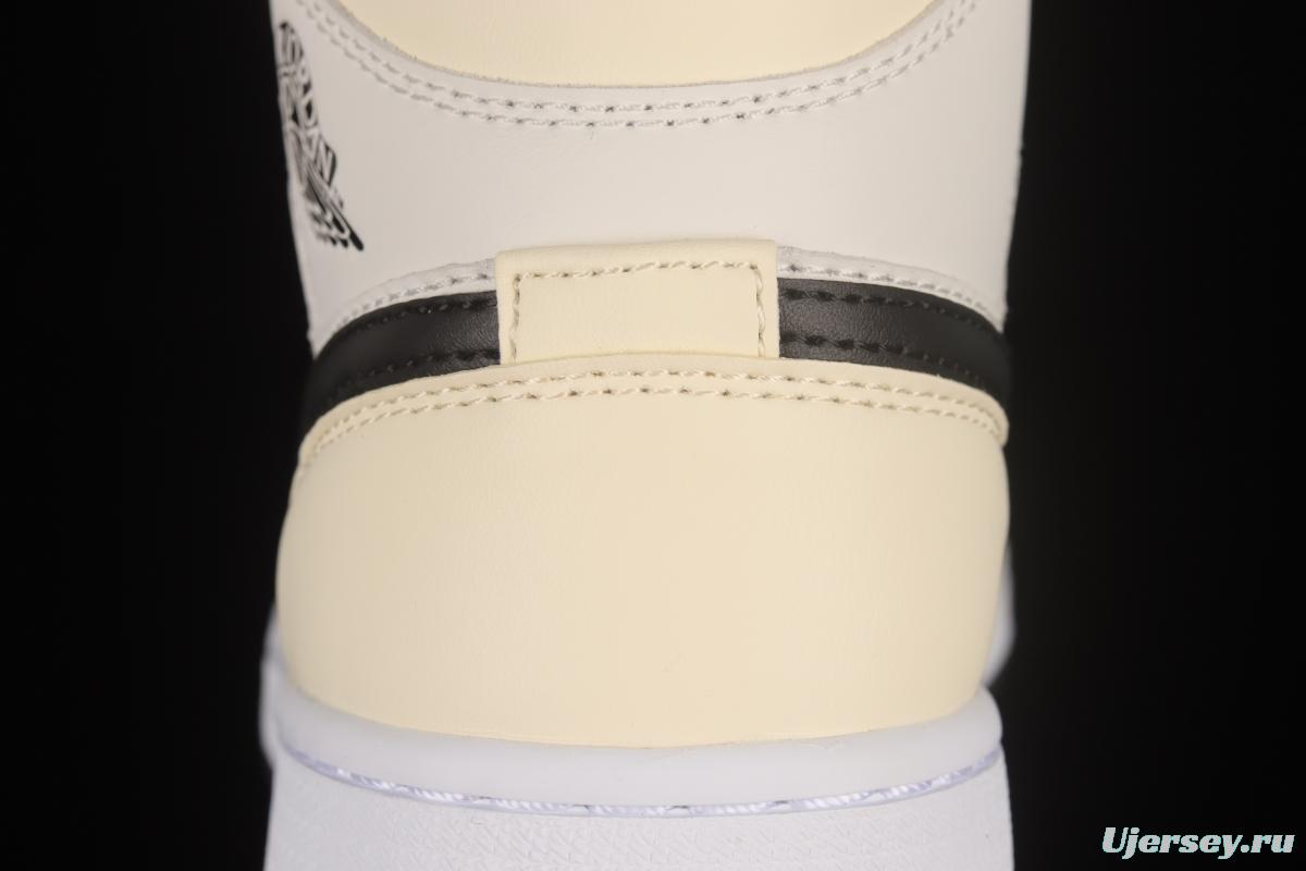 Air Jordan 1 Mid milk white coconut milk Zhongbang basketball shoes BQ6472-121