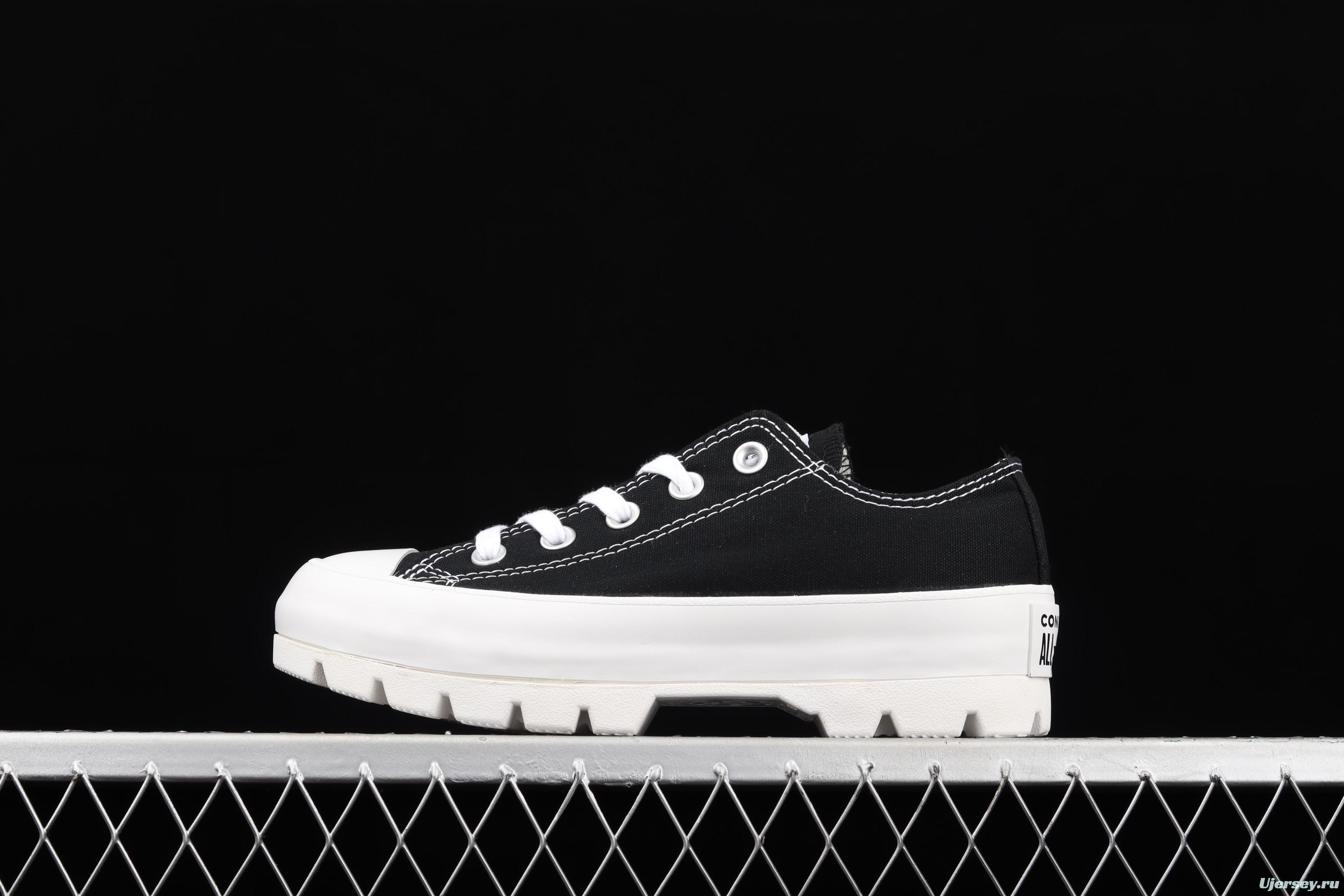 Converse Chuck Taylor All Star Lugged Move OX Converse black and white thick soled heightening shoes 567681C